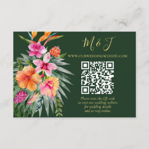 Carte D'accompagnement Coloré Tropical Floral Mariage QR Code Détails