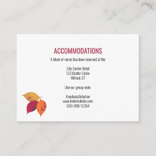 Carte D'accompagnement Colorée Fall Leaves Mariage Détails aux clients
