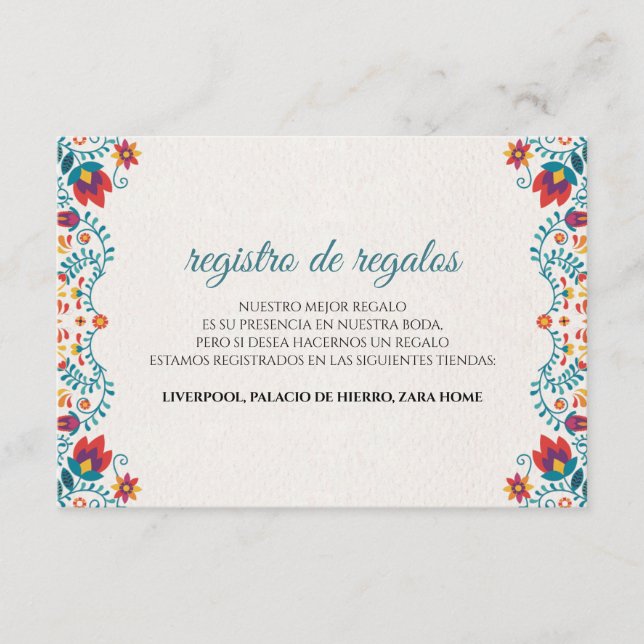 Carte D'accompagnement Colorful Floral Spanish Wedding (Devant)