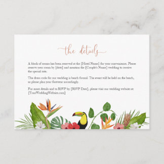 Carte D'accompagnement Colorful Tropical Floral Wedding Details Card
