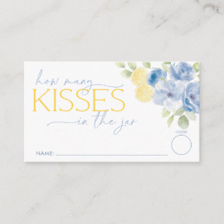 Carte D'accompagnement Combien de baisers Blue Lemon Bridal Shower 