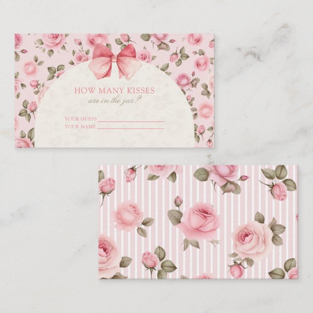 Carte D'accompagnement Combien de baisers Rose Rose Fête des mariées (Devant / Derrière)