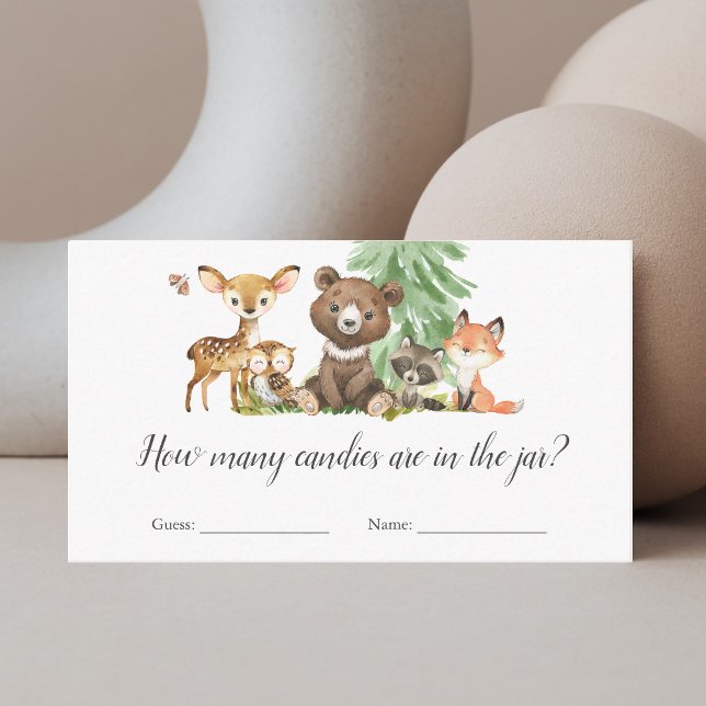 Carte D'accompagnement Combien de bonbons Jeu Animaux Baby shower foresti (Créateur téléchargé)