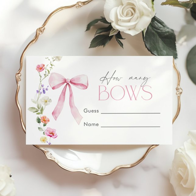 Carte D'accompagnement Combien de lignes Fleur sauvage rose Baby shower (Créateur téléchargé)