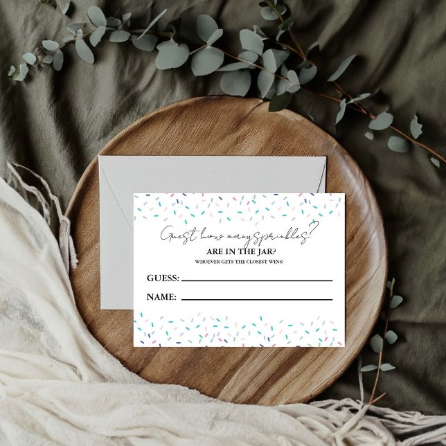 Carte D'accompagnement Combien de SPrinkles dans le jeu de Baby shower Ja (Créateur téléchargé)