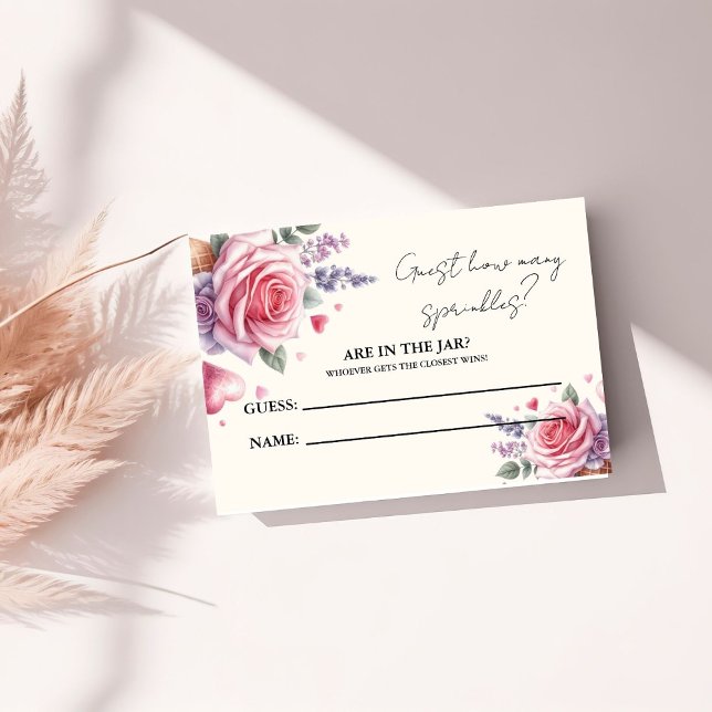 Carte D'accompagnement Combien de SPrinkles dans le jeu de Baby shower Ja (Créateur téléchargé)