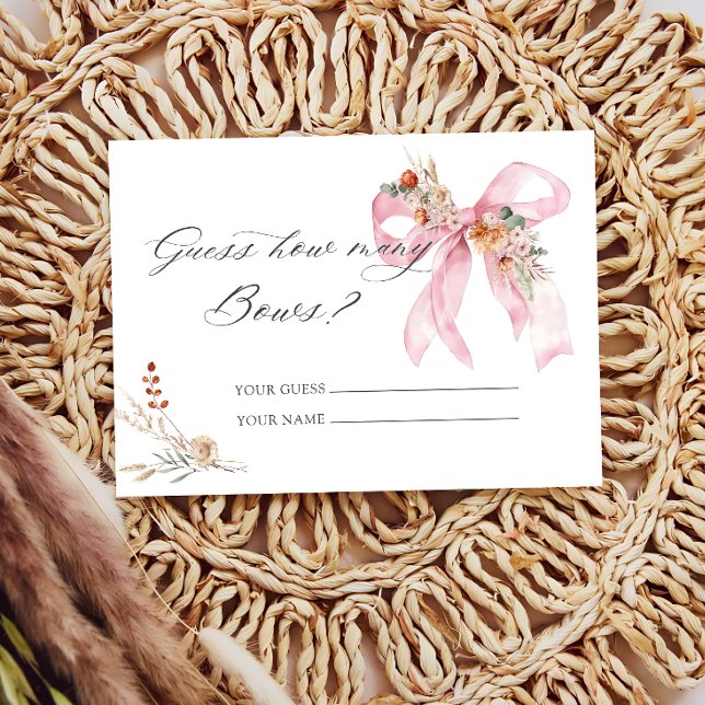 Carte D'accompagnement Combien de vaches Floral Rose Bow (Créateur téléchargé)