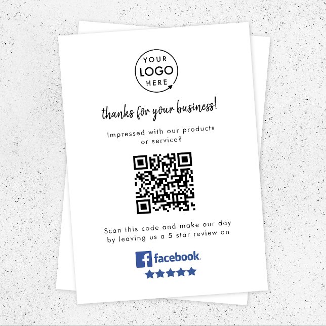 Carte D'accompagnement Commentaires Facebook | Business Review Link QR Co (Créateur téléchargé)