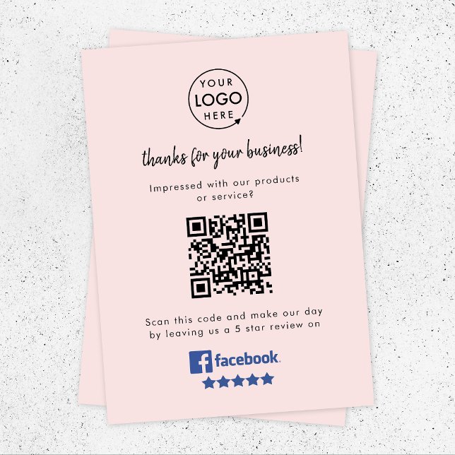 Carte D'accompagnement Commentaires Facebook | Demande d'évaluation profe (Gain Facebook reviews & grow your business with this rating request editable enclosure insert card.)