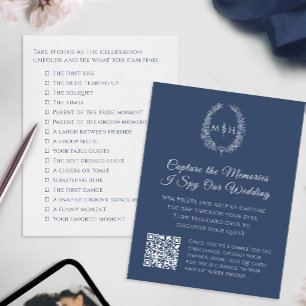 Carte D'accompagnement Concours de photos QR de mariage monogramme ovale