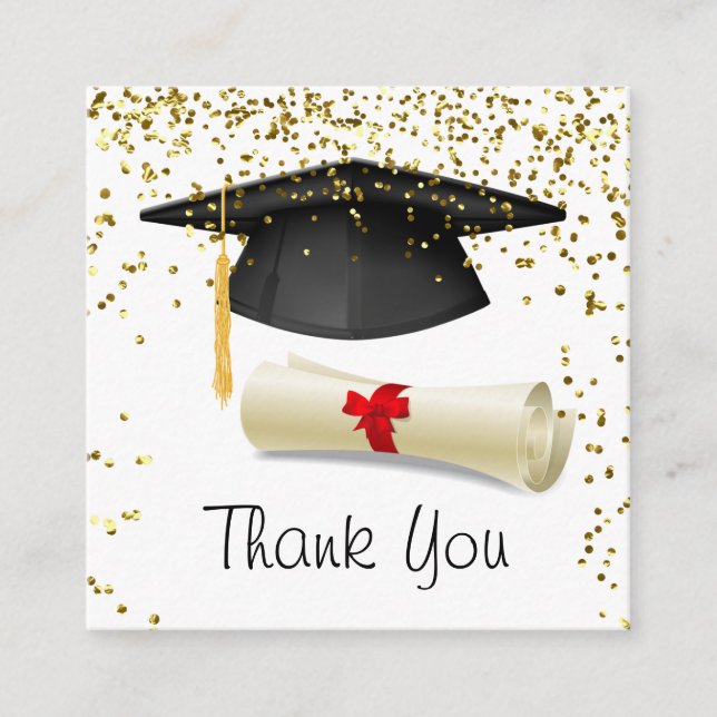 Carte D'accompagnement Confetti d'or, mortier, diplôme Diplôme (Devant)