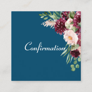Carte D'accompagnement Confirmation de la couleur florale bleu marine