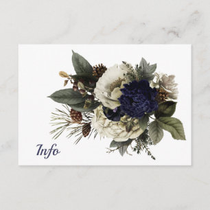 Carte D'accompagnement Conifer d'hiver Floral Cream Marine Peony Mariage