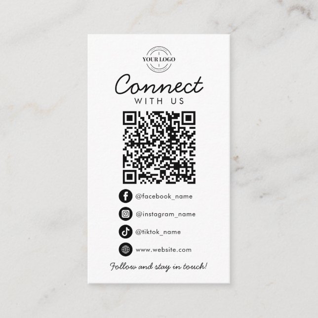 Carte D'accompagnement Connectez-vous aux médias sociaux américains QR Co (Devant)