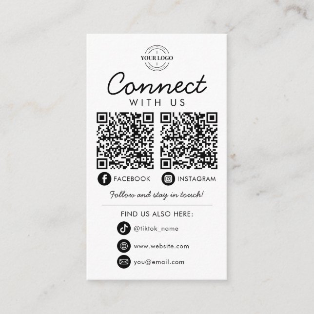 Carte D'accompagnement Connectez-vous aux médias sociaux américains QR Co (Devant)