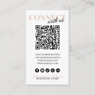 Carte D'accompagnement Connectez-vous avec nous QR Code Modern Pink Scrip