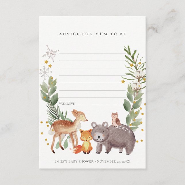 Carte D'accompagnement Conseil animal de bois mignon pour maman Baby show (Devant)