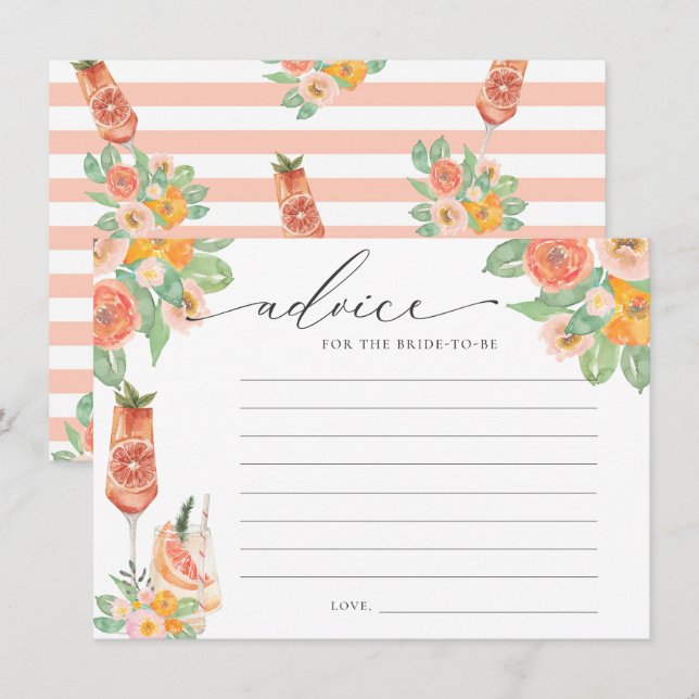 Carte D'accompagnement Conseil Cocktail brillant pour la mariée à être (Devant / Derrière)