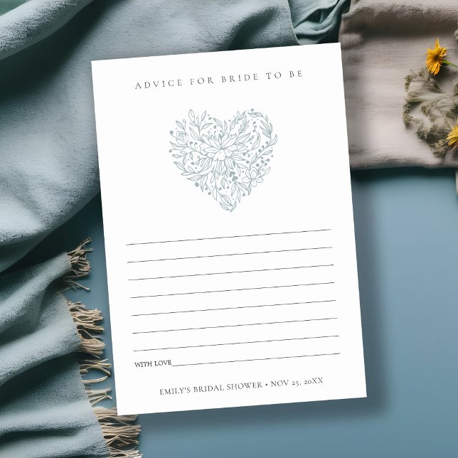 Carte D'accompagnement Conseil Coeur Floral Bleu Pour La Fête des mariées (Créateur téléchargé)