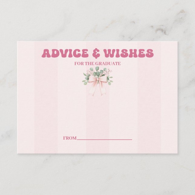 Carte D'accompagnement Conseil de fête et Whats de la Grad Bow rose (Devant)