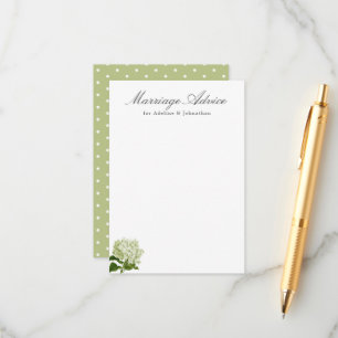 Carte D'accompagnement Conseil de mariage Hydrangée blanche et verte