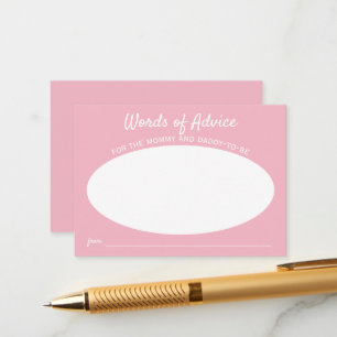 Carte D'accompagnement Conseil de mots simple rose minimaliste pour la ba