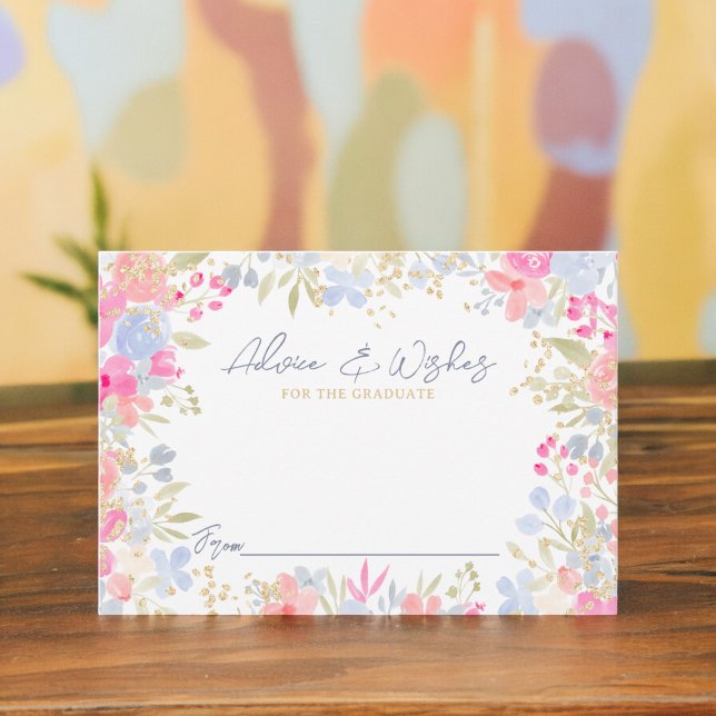 Carte D'accompagnement Conseil de remise des diplômes fleurs sauvages pas (Garden pastel wildflowers graduation advice enclosure card)