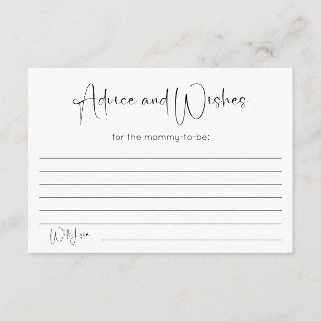 Carte D'accompagnement Conseil et souhaits de Baby shower moderne (Devant)