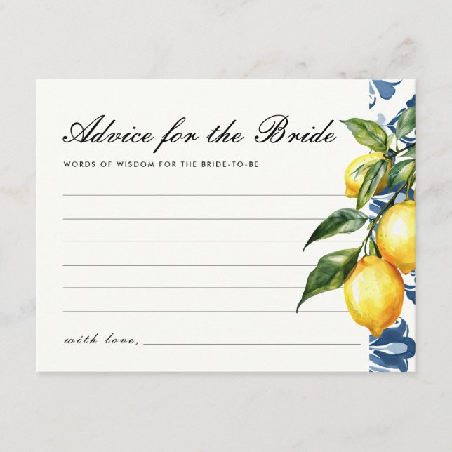 Carte D'accompagnement Conseil Fête des mariées Lemon Positano (Devant)