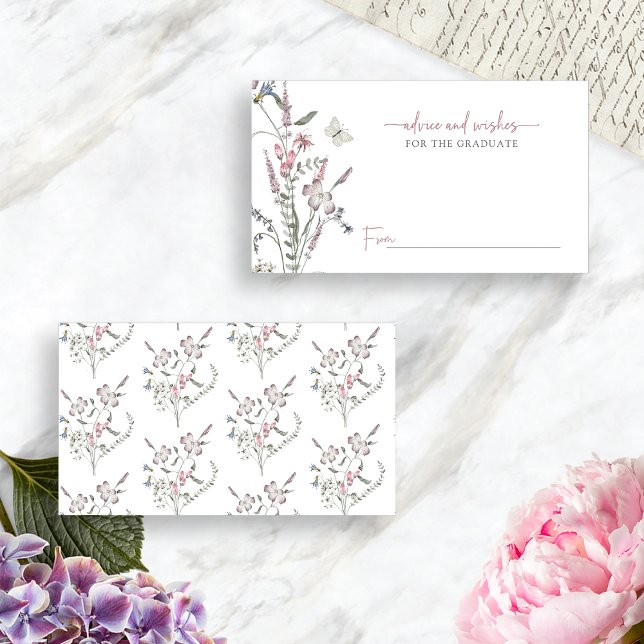 Carte D'accompagnement Conseil Fleur sauvage Pastel (Pastel Wildflower Graduate Advice Enclosure Card with Butterfly by Painted Paperie
)