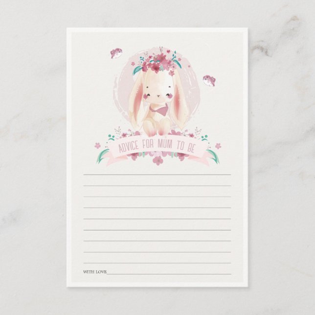 Carte D'accompagnement Conseil Joli Lapin Floral Rose Pour Maman Baby sho (Devant)