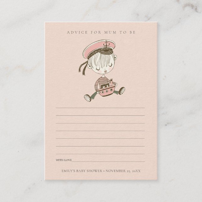 Carte D'accompagnement Conseil nautique pour maman Baby shower (Devant)