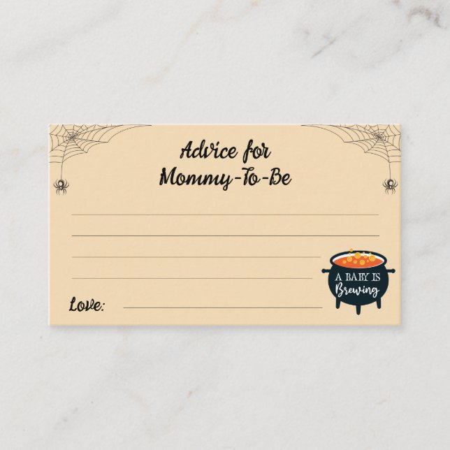 Carte D'accompagnement Conseil pour le Baby shower de sorcière d'Hallowee (Devant)