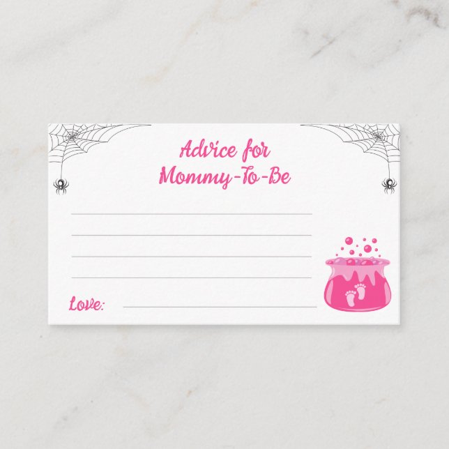 Carte D'accompagnement Conseil pour le Baby shower de sorcière d'Hallowee (Devant)