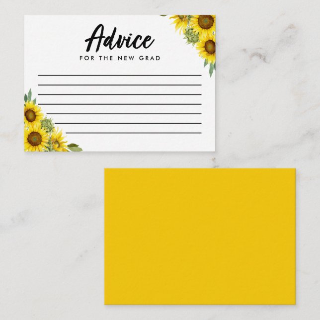 Carte D'accompagnement Conseil pour le nouveau coulis de tournesol modern (Devant / Derrière)