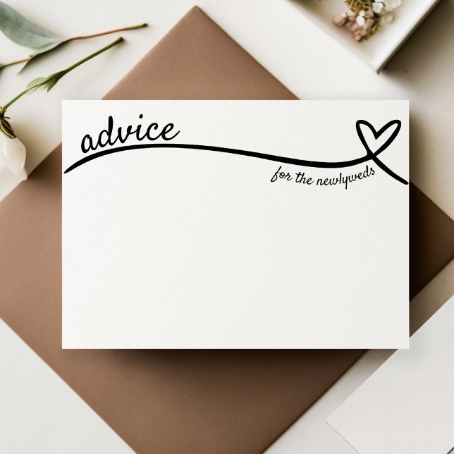 Carte D'accompagnement Conseil pour les jeunes mariés Mariage de ligne ca (Advice for Newlyweds Heart Line Wedding Enclosure Card
)
