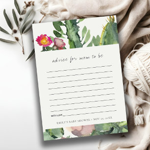 CARTE D'ACCOMPAGNEMENT CONSEILS DE FAUNE DE CACTUS DU DÉSERT À FLEURS ROS