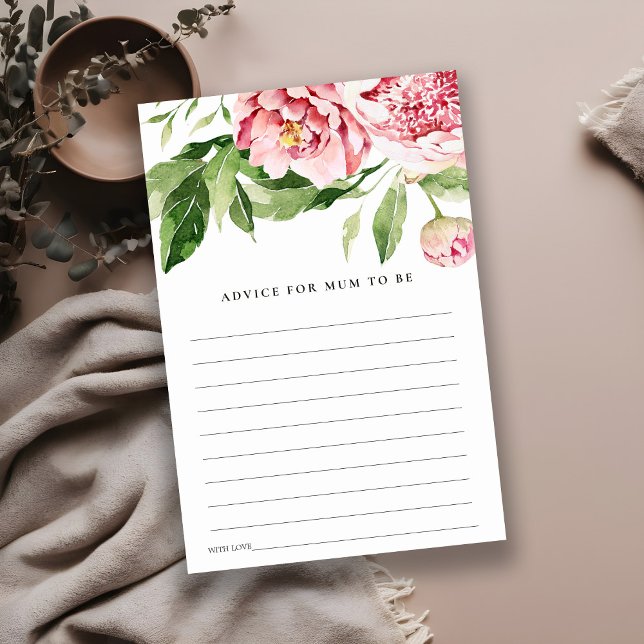Carte D'accompagnement Conseils de pivoine florale doux pour maman Baby s (Créateur téléchargé)