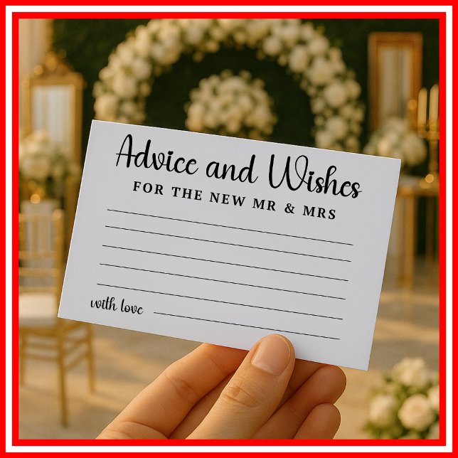 Carte D'accompagnement Conseils et souhaits pour Fête des mariées Mariage (Créateur téléchargé)