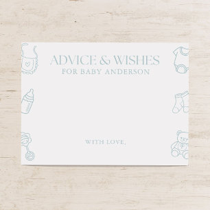 Carte D'accompagnement Conseils et vœux de Baby Shower minimaliste pour g