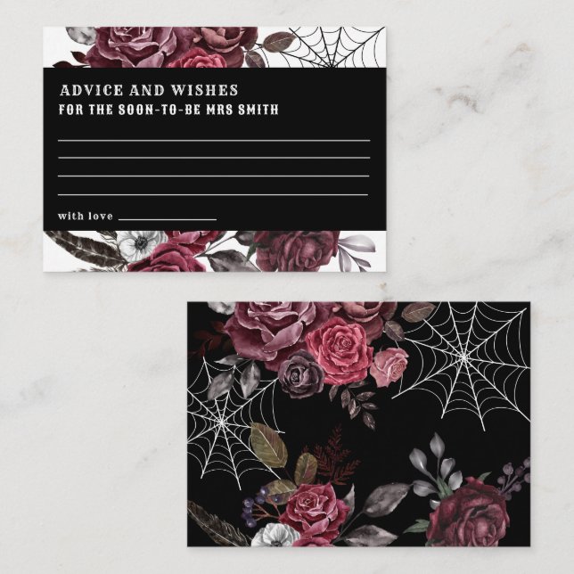 Carte D'accompagnement Conseils et vœux de mariage floral gothique sombre (Devant / Derrière)