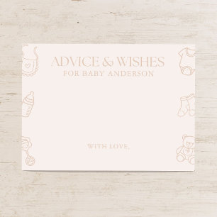 Carte D'accompagnement Conseils et vœux pour une baby shower minimale pou