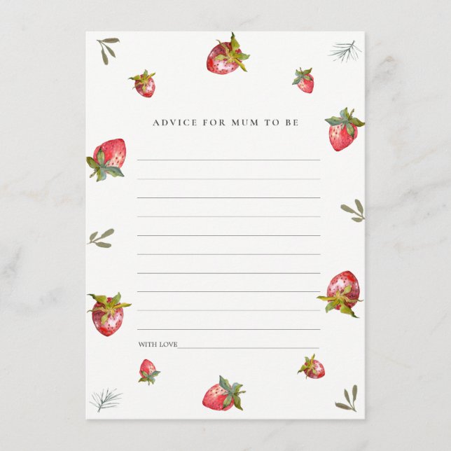 Carte D'accompagnement Conseils mignon de fraise rouge pour Baby shower m (Devant)