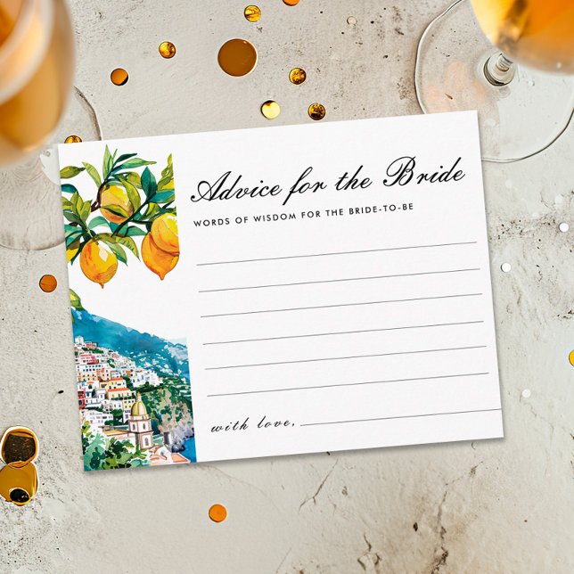 Carte D'accompagnement Conseils pour la Mariée Amalfi Lemon Bridal Shower (Créateur téléchargé)