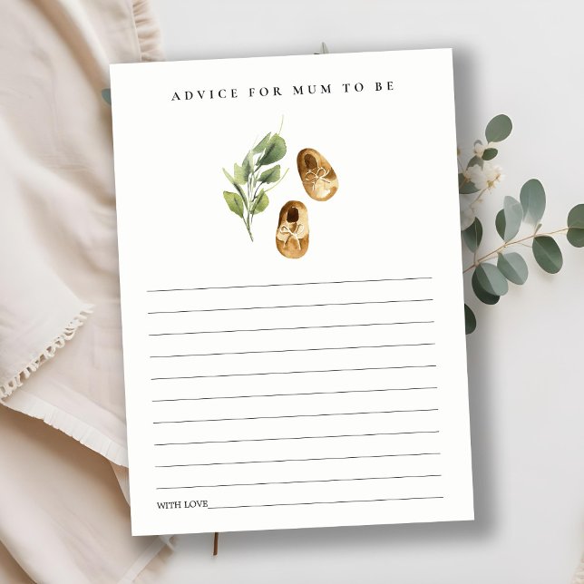 Carte D'accompagnement Conseils pour le Baby shower maman vert rouille (Créateur téléchargé)