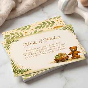 Carte D'accompagnement Conseils pour une Baby Shower avec un Nounours Ver