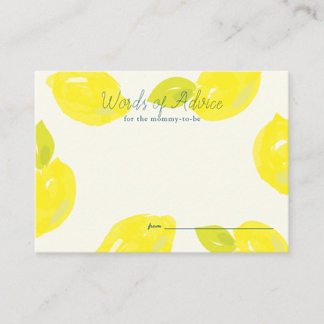 Carte D'accompagnement Conseils sur le Baby shower de chèque en citron ro (Devant)