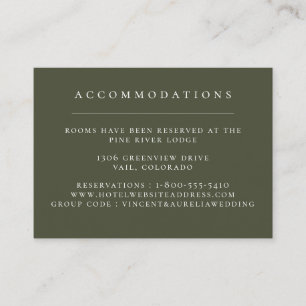 Carte D'accompagnement Contenants de mariage vert olive uni
