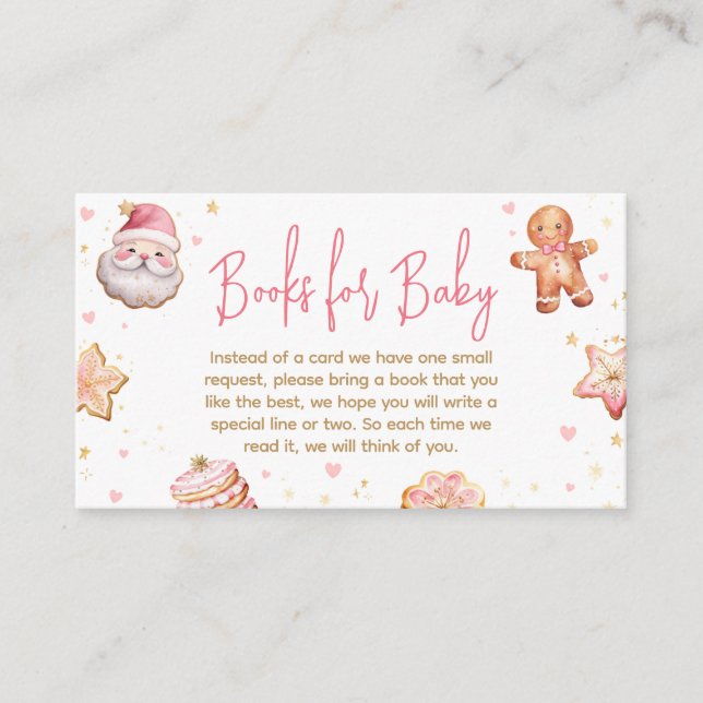Carte D'accompagnement Cookie de Noël rose Baby showers Livres pour bébé (Devant)