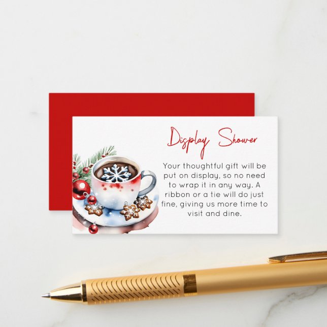 Carte D'accompagnement Cookies et cacao hiver affichage de Noël douche (Devant/Arrière en situation)